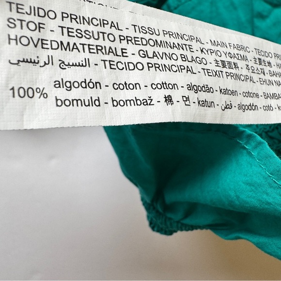 Zara Smocked Cropped Top Eyelet Ruffle Trim Green Puff Sleeve Boho Square Sz XS - Picture 8 of 14